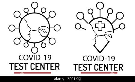 Covid-19 Testcenter Poster Design Icons editierbare Vektorgrafiken. Stock Vektor