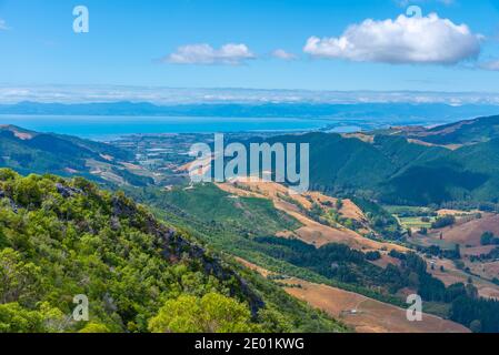 Blick auf Neuseeland vom Hawkes-Aussichtspunkt Stockfoto