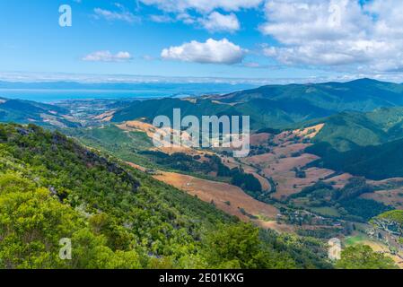 Blick auf Neuseeland vom Hawkes-Aussichtspunkt Stockfoto