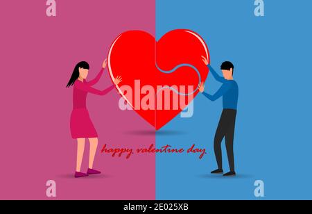 Männer und Frauen Paar Liebe Design Grafik Symbol Herz Konzept valentinstag Stock Vektor