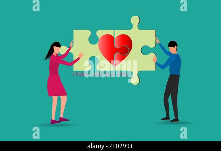 Männer und Frauen Paar Liebe Design Grafik Symbol Herz Konzept valentinstag Stock Vektor