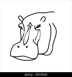 Hippo-Icon-Design mit Tiermuster. Vektor, Clip Art, Illustration, Linie Symbol Design. Stock Vektor