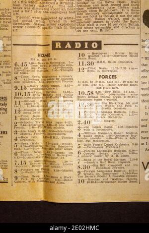 Radioprogramm für den Tag, Home und Forces Kanäle, in der Tageszeitung Daily Express (Replik) am 31. Mai 1940 zeigt die Dünkirchen Evakuierung. Stockfoto