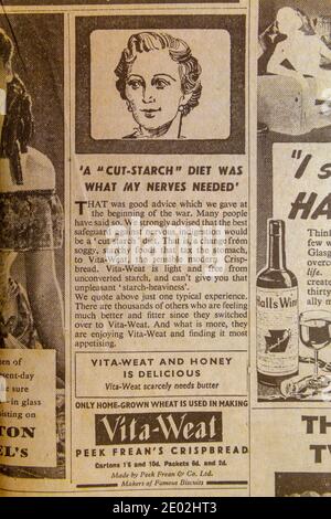 Anzeige für Vita-Weal Crispbread in der Tageszeitung Daily Express (Replik) Am 31. Mai 1940 mit der Evakuierung von Dünkirchen Stockfoto