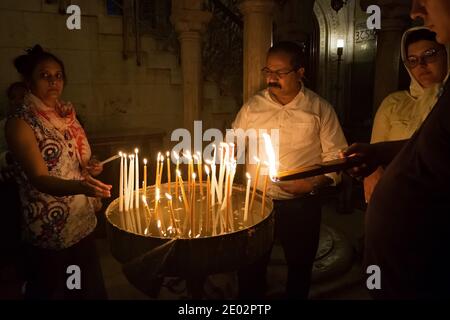 Das Innere der Grabeskirche, Jerusalem, Israel Stockfoto