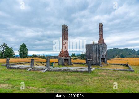 Verlassene Gebäude in Waiuta Geisterstadt in Neuseeland Stockfoto