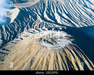 Mount Bromo Indonesia Drone View, Ost-Java Stockfoto