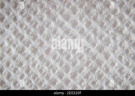 Nahaufnahme der Papierstruktur der Toilette. Küchenhandtuchoberfläche. Flache Serviettenstruktur. Stockfoto