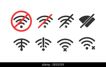 Kein WLAN-Signal. Wireless-Symbol eingestellt. Vektorgrafik Stock Vektor