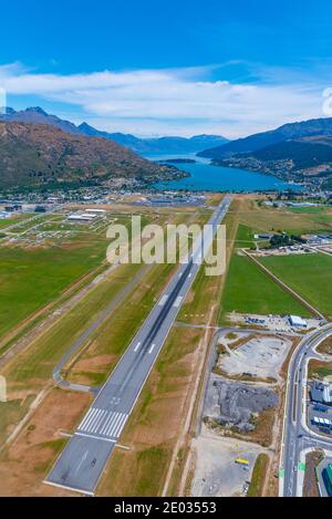 Luftaufnahme des Flughafens von Queenstown, Neuseeland Stockfoto