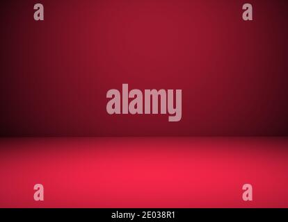 Leerer Raumhintergrund mit Platz für Text und Bild. Roter Hintergrund, 3d-Rendering Stockfoto