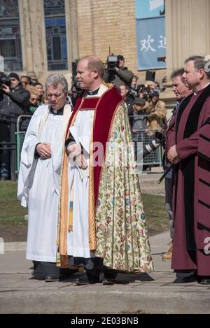 Reverend Andrew Asbil während der Beerdigung von Rob Ford, Toronto, Kanada, März 2016 Stockfoto