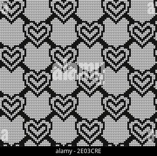 Nahtlose Vektor geometrisches Muster gestrickt schwarz und weiß Stock Vektor