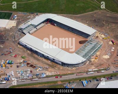 Luftaufnahme des Keepmoat-Stadions (heute Eco-Power Stadium), Doncaster im Bau im Jahr 2006 Stockfoto