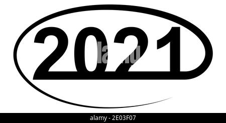 2021 Happy New Year Text Logo Design, Vektor kalligraphische Schrift 2021 neues Jahr Stock Vektor