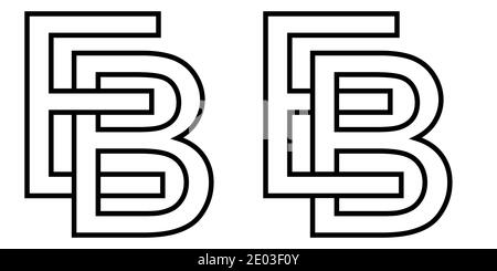 Logo eb BE Icon-Zeichen zwei Zeilensprungbuchstaben E B, Vektor-Logo eb BE erste Großbuchstaben Muster Alphabet e b Stock Vektor