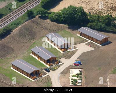 Luftaufnahme des Little Eden Country Park mit Lodges, Ferienhäusern, die (2006) auf einem Grundstück in Carnaby, in der Nähe von Bridlington, East Yorkshire gebaut werden Stockfoto