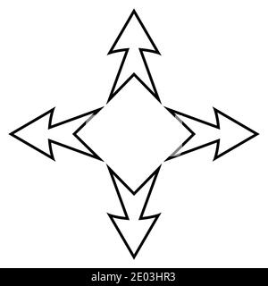 Logo Tattoo Pfeile der Kardinalrichtung, Vektor-Business-Zeichen Pfeile und Quadrat innen, Symbol internationalen Handel und Geschäft Stock Vektor