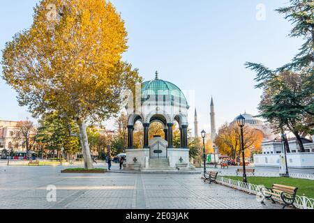 Der deutsche Brunnen auf dem Sultanahmet Platz, das alte Hippodrom von Constantinople.in Istanbul, Türkei Stockfoto