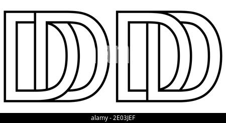 Logo dd Symbol Zeichen zwei Zeilensprungbuchstaben D, Vektor-Logo dd erste Großbuchstaben Muster Alphabet d Stock Vektor