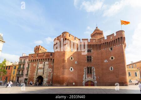 Le Castillet ist ein Wahrzeichen in Perpignan, Frankreich Stockfoto