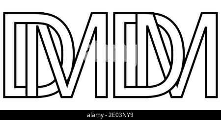 Logo md dm Symbol Zeichen zwei Zeilensprungbuchstaben m D, Vektor-Logo md dm erste Großbuchstaben Muster Alphabet m d Stock Vektor