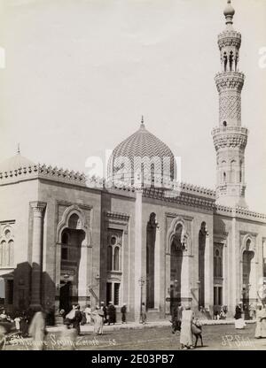 19. Jahrhundert Vintage-Foto - Al-Sayeda Zainab Moschee, eine historische Moschee in Kairo, Ägypten, eine der wichtigsten und größten Moscheen in der Geschichte Ägyptens. Stockfoto