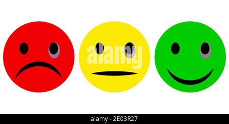 Set Smiley Gesicht mit einem schwarzen Auge, Vektor-Emoticons mit schwarzem Auge, lustige Cartoon-Gesichter Stock Vektor