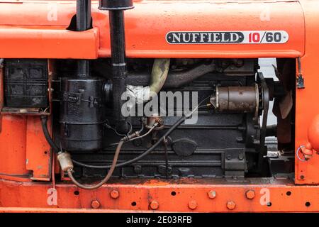 Antiker Nuffield Traktor bei einer Oldtimer Traktor Rallye im Norden Ostengland Stockfoto