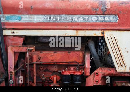 Antique McCormick International Traktor bei einem Oldtimer Traktor Rallye in Nordostengland Stockfoto