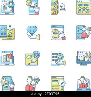 Benutzererlebnis RGB-Farbsymbole eingestellt Stock Vektor