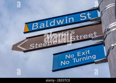 Richtung Baldwin Street - die steilste Straße der Welt, in Dunedin, Neuseeland Stockfoto