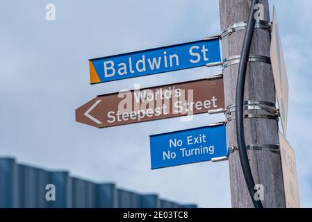 Richtung Baldwin Street - die steilste Straße der Welt, in Dunedin, Neuseeland Stockfoto