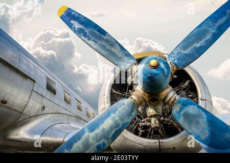 Propeller eines historischen Flugzeuges Stockfoto