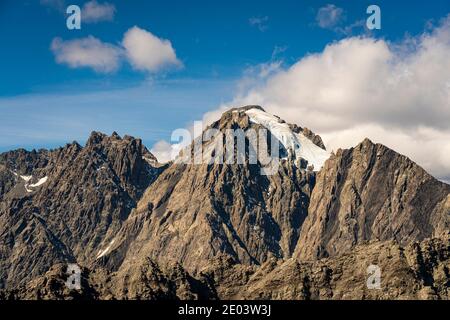 Luftaufnahme des schneebedeckten Berges, Mt. Cook National Park, Neuseeland Stockfoto