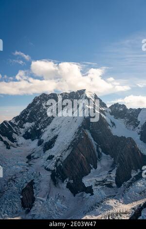 Luftaufnahme des schneebedeckten Berges, Mt. Cook National Park, Neuseeland Stockfoto