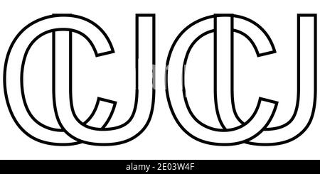 Logo Zeichen uc, Cu Symbol Zeichen zwei Zeilensprungbuchstaben U, C Vektor-Logo uc, Cu ersten Großbuchstaben Muster Alphabet U, c Stock Vektor