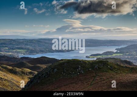 Windermere von Loughrigg Fell, Grasmere, Lake District, Cumbria Stockfoto