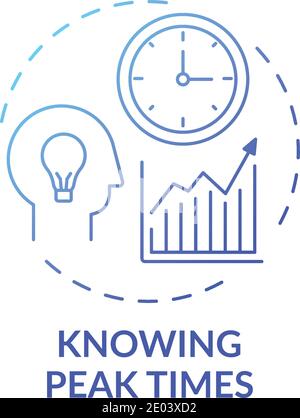 Symbol für das Konzept „zu Spitzenzeiten wissen“ Stock Vektor