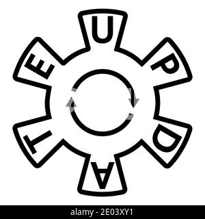 Symbol aktualisieren Zeichen, Zahnradpfeile, Vektor aktualisieren aktualisieren Hog Rad Pfeil Linie Umriss Kontur Symbol Stock Vektor