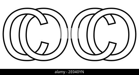 Logo Zeichen oc CO Symbol Zeichen zwei Zeilensprungbuchstaben o, C Vektor Logo oc, Co erste Großbuchstaben Muster Alphabet o, c Stock Vektor