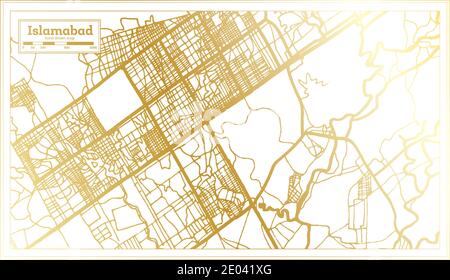 Islamabad Pakistan Stadtplan im Retro-Stil in Golden Color. Übersichtskarte. Vektorgrafik. Stock Vektor