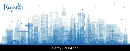 Umrisse Riyadh Saudi Arabien Skyline der Stadt mit blauen Gebäude. Vector Illustration. Business Travel und Konzept mit moderner Architektur. Stock Vektor