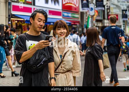 Shibuya Fußgängerszene in Tokio, Japan Stockfoto