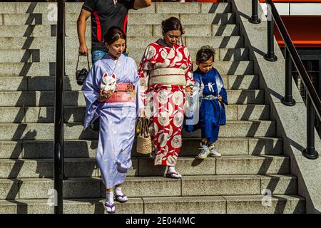 Kimono Träger in Tokio, Taito, Japan Stockfoto