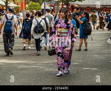 Kimono Träger in Tokio, Taito, Japan Stockfoto