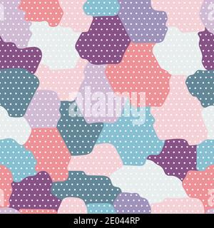 Künstlerische modische nahtlose Vektor-Punkte und abstrakte Kreise Muster Design geometrischen Hintergrund. Verstreute bunte kreisförmige Punkte wiederholen. Stock Vektor