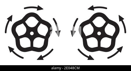 Symbol zum Öffnen und Schließen des Wasserhahns, Vektorkonzept zum Festziehen des Wasserventils, Symbol zum Drehen, Abschrauben Stock Vektor