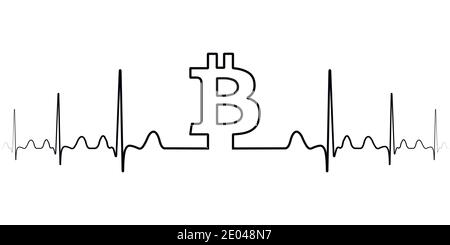 Schwankung im Wechselkurs Bitcoin Illustration, Vektor Schwankung von Bitcoin eine Linie Zeichnung, Minimalismus Kunst Stock Vektor