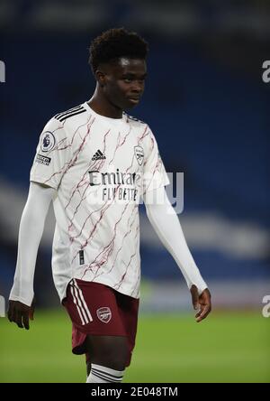 Brighton und Hove, Großbritannien. Dezember 2020. Arsenals Bukayo Saka während des Premier League-Spiels im American Express Community Stadium, Brighton and Hove Bild von Daniel Hambury/Focus Images/Sipa USA 29/12/2020 Quelle: SIPA USA/Alamy Live News Stockfoto